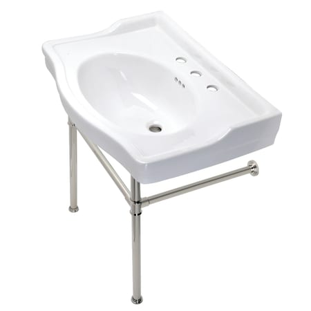 Kingston Brass VPB33086ST 30-Inch Console Sink with Stainless Steel Legs, Polished Nickel VPB33086ST